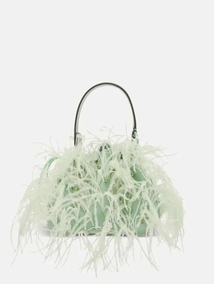 Women Ostrich Feather O Handle Bag Willow Oscar De La Renta Handbags Women Ostrich Feather O Handle Bag Willow Oscar De La Renta Handbags
