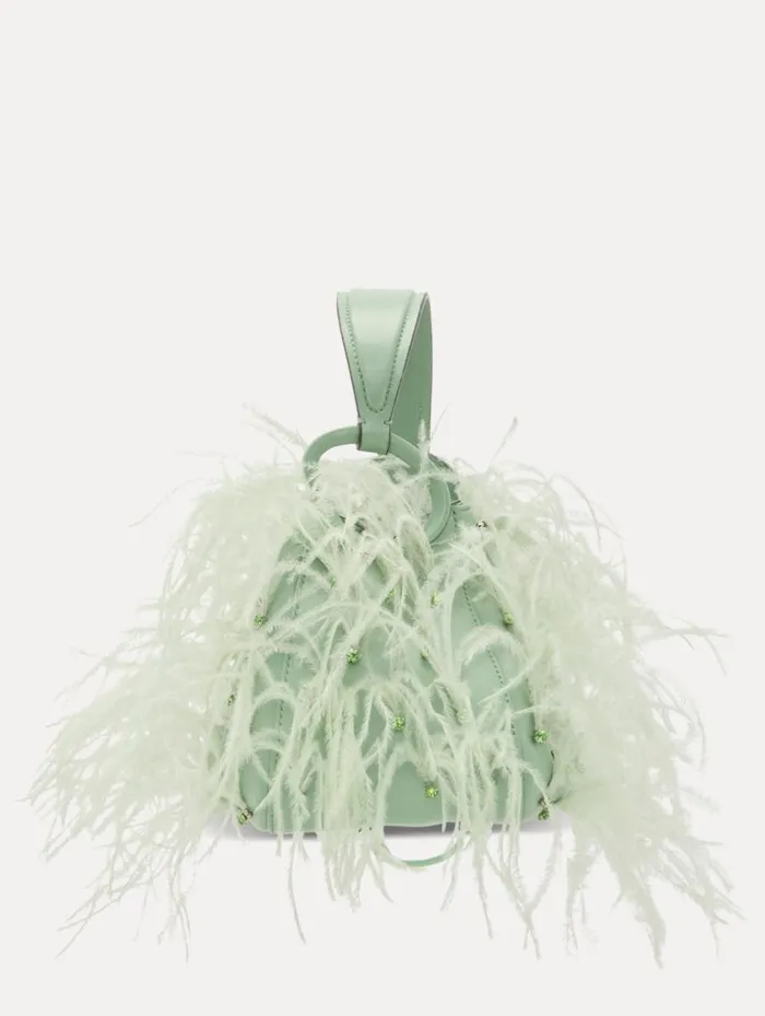 Women Ostrich Feather O Handle Bag Willow Oscar De La Renta Handbags Women Ostrich Feather O Handle Bag Willow Oscar De La Renta Handbags