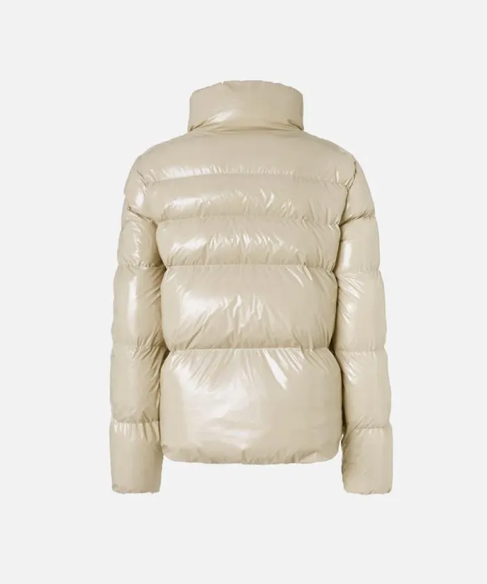 Women Outerwear Pinko Padded Crystal Nylon Pea Jacket Beige Women Outerwear Pinko Padded Crystal Nylon Pea Jacket Beige