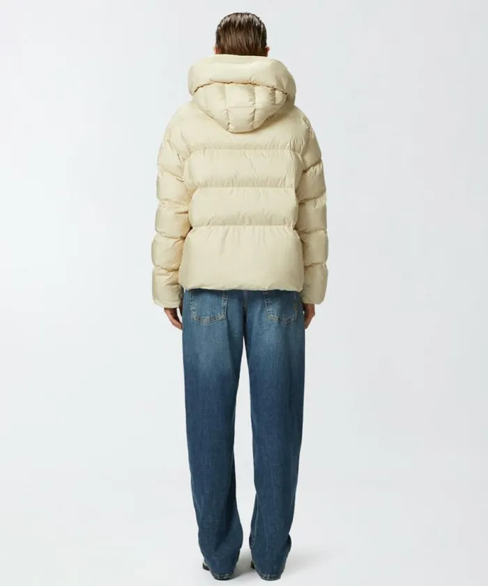 Women Outerwear Pinko Padded Down Jacket With High Wraparound Collar Oyster Grey Women Outerwear Pinko Padded Down Jacket With High Wraparound Collar Oyster Grey