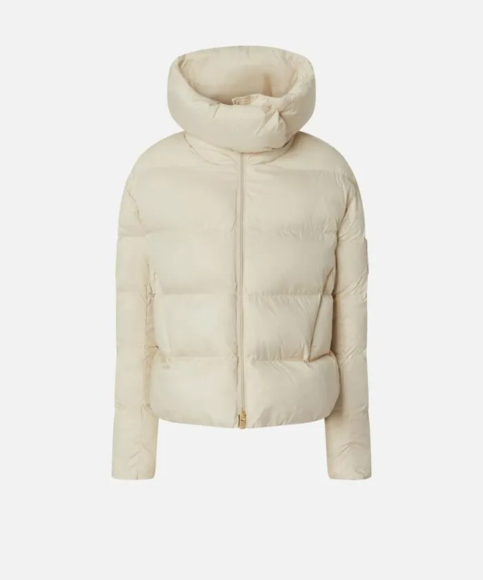 Women Outerwear Pinko Padded Down Jacket With High Wraparound Collar Oyster Grey Women Outerwear Pinko Padded Down Jacket With High Wraparound Collar Oyster Grey