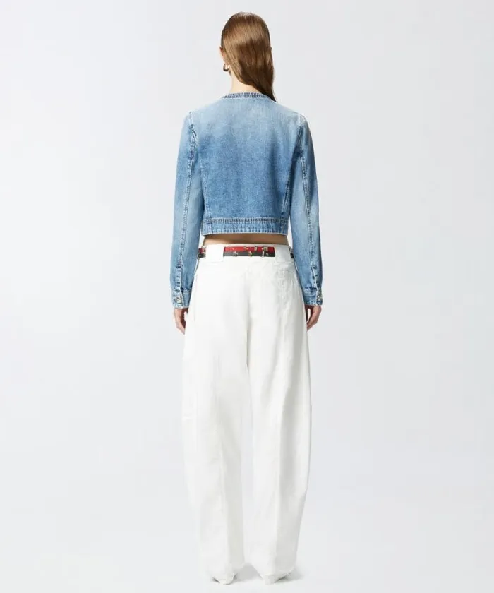 Women Outerwear Pinko Short Denim Jacket With Pockets And Buttons Mid Wash Women Outerwear Pinko Short Denim Jacket With Pockets And Buttons Mid Wash