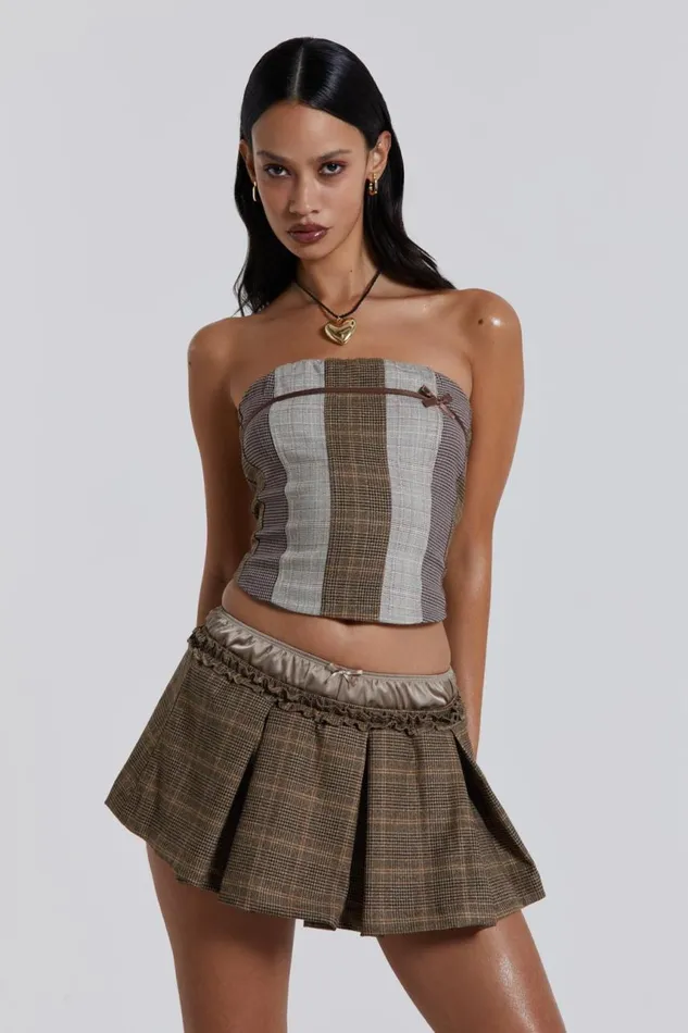 Women Panelled Ribbon Longline Corset Top Jaded London CoOrds