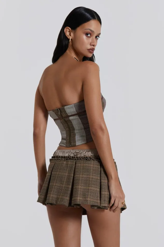 Women Panelled Ribbon Longline Corset Top Jaded London CoOrds