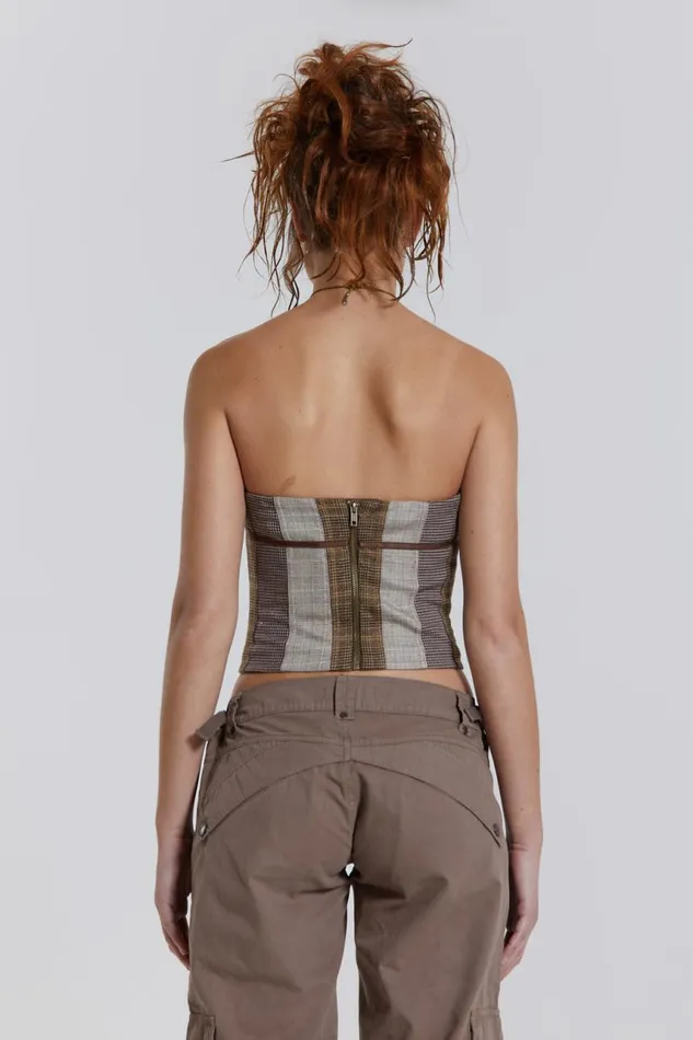 Women Panelled Ribbon Longline Corset Top Jaded London CoOrds