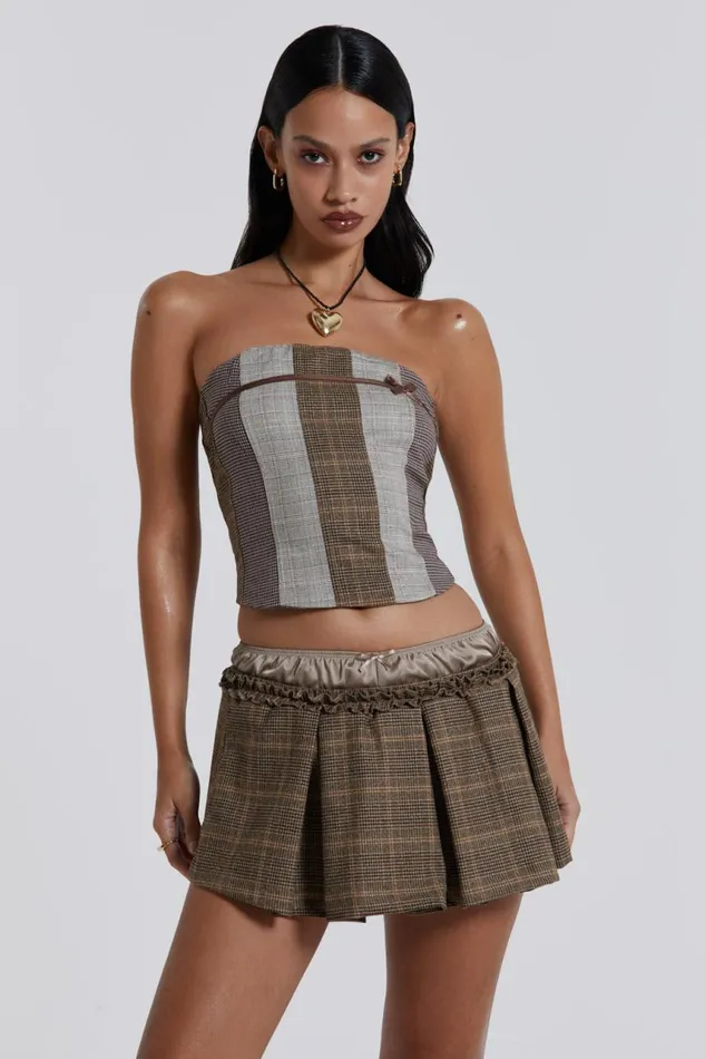 Women Panelled Ribbon Longline Corset Top Jaded London CoOrds