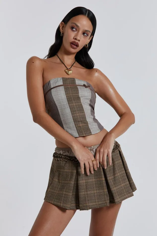 Women Panelled Ribbon Longline Corset Top Jaded London CoOrds
