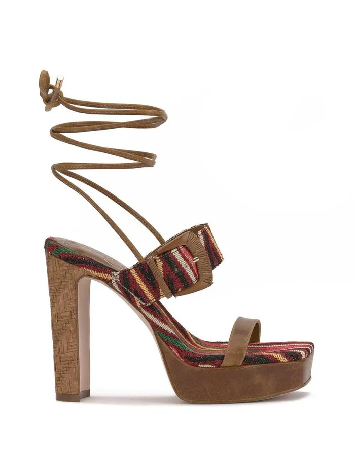 Women Platforms Jessica Simpson Caelia Ankle Lace Up Platform Sandal In Brown Multi