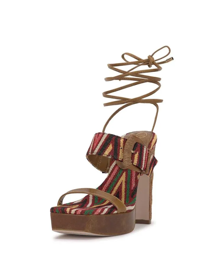 Women Platforms Jessica Simpson Caelia Ankle Lace Up Platform Sandal In Brown Multi