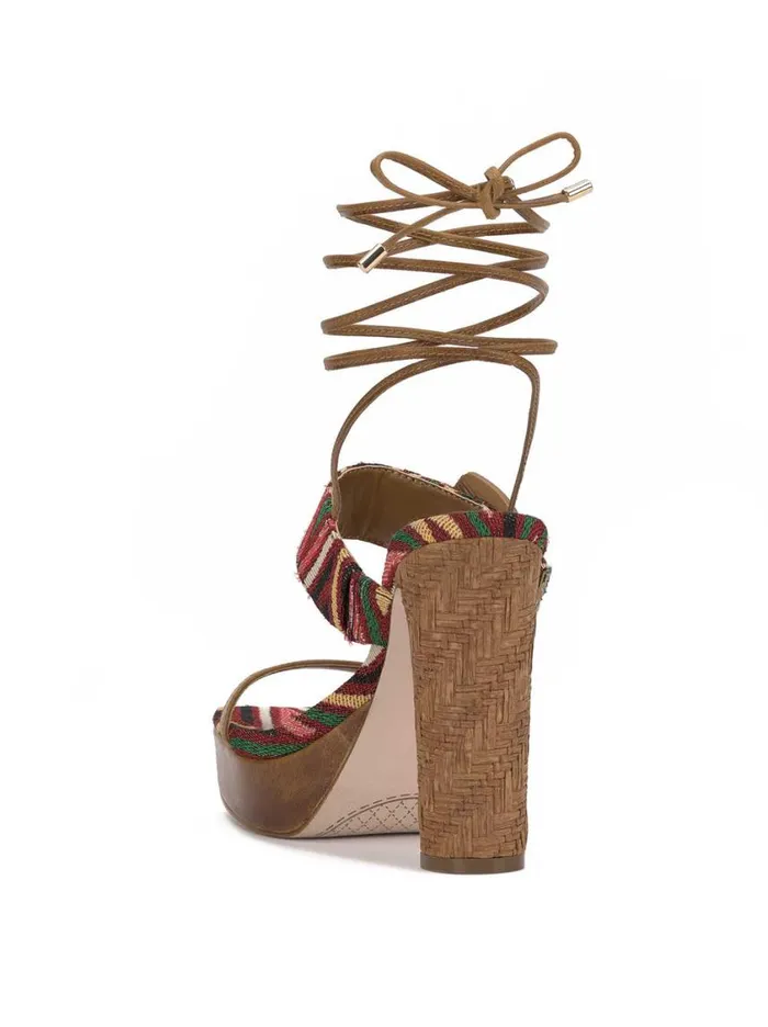 Women Platforms Jessica Simpson Caelia Ankle Lace Up Platform Sandal In Brown Multi