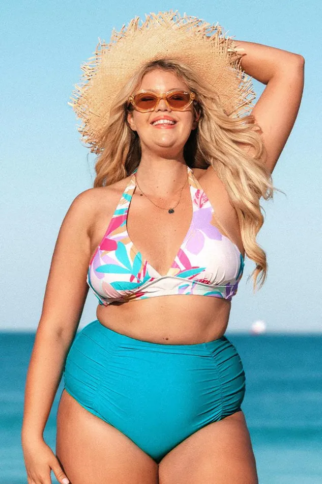 Women Plus Size and Curve Bikinis Cupshe Multi Spring Halter Bikini Top And High Waist Plus Size Set Multicolor Women Plus Size and Curve Bikinis Cupshe Multi Spring Halter Bikini Top And High Waist Plus Size Set Multicolor