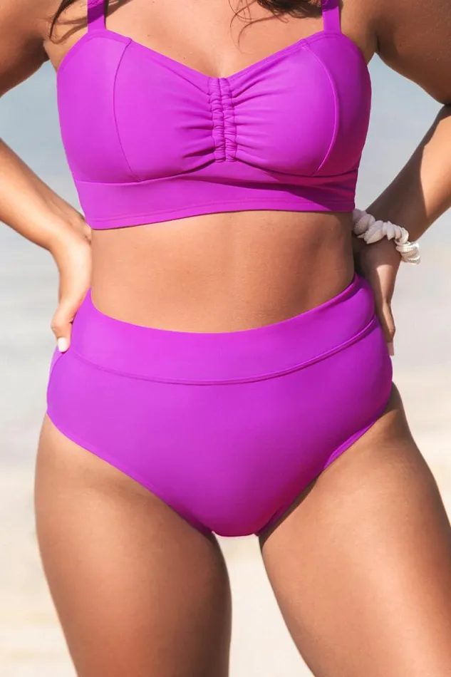 Women Plus Size and Curve Bikinis Cupshe Omniscient Solid Banded High Waist Plus Size Bikini Bottom Purple Women Plus Size and Curve Bikinis Cupshe Omniscient Solid Banded High Waist Plus Size Bikini Bottom Purple