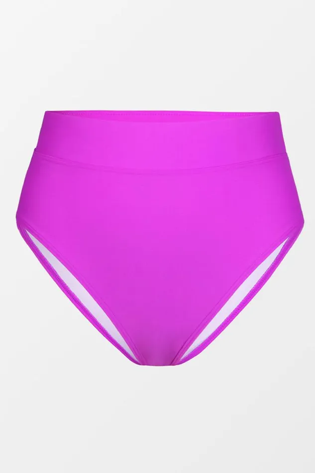 Women Plus Size and Curve Bikinis Cupshe Omniscient Solid Banded High Waist Plus Size Bikini Bottom Purple