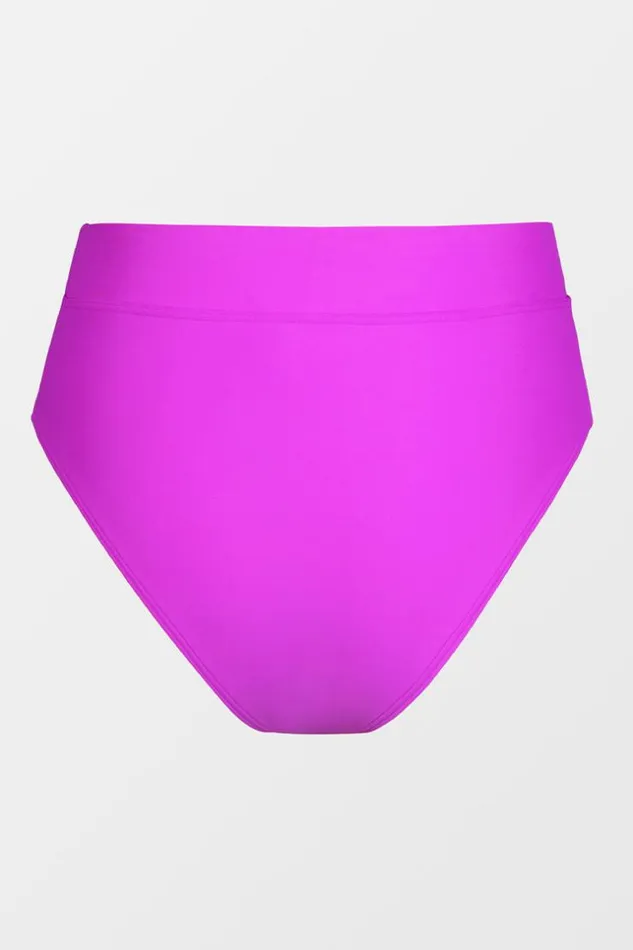 Women Plus Size and Curve Bikinis Cupshe Omniscient Solid Banded High Waist Plus Size Bikini Bottom Purple