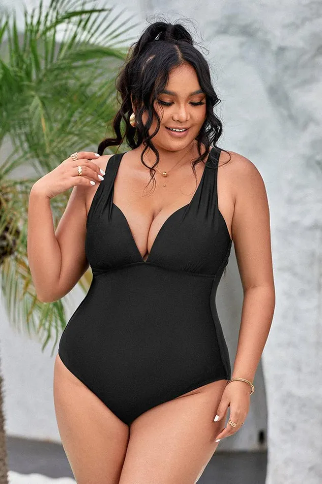 Women Plus Size and Curve Swimsuits Cupshe Summer Of Love Black Plunge Plus Size One Piece Swimsuit Black Women Plus Size and Curve Swimsuits Cupshe Summer Of Love Black Plunge Plus Size One Piece Swimsuit Black