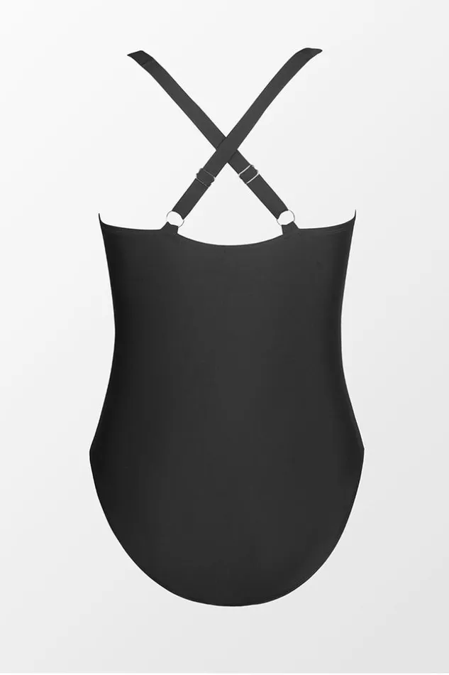 Women Plus Size and Curve Swimsuits Cupshe Summer Of Love Black Plunge Plus Size One Piece Swimsuit Black