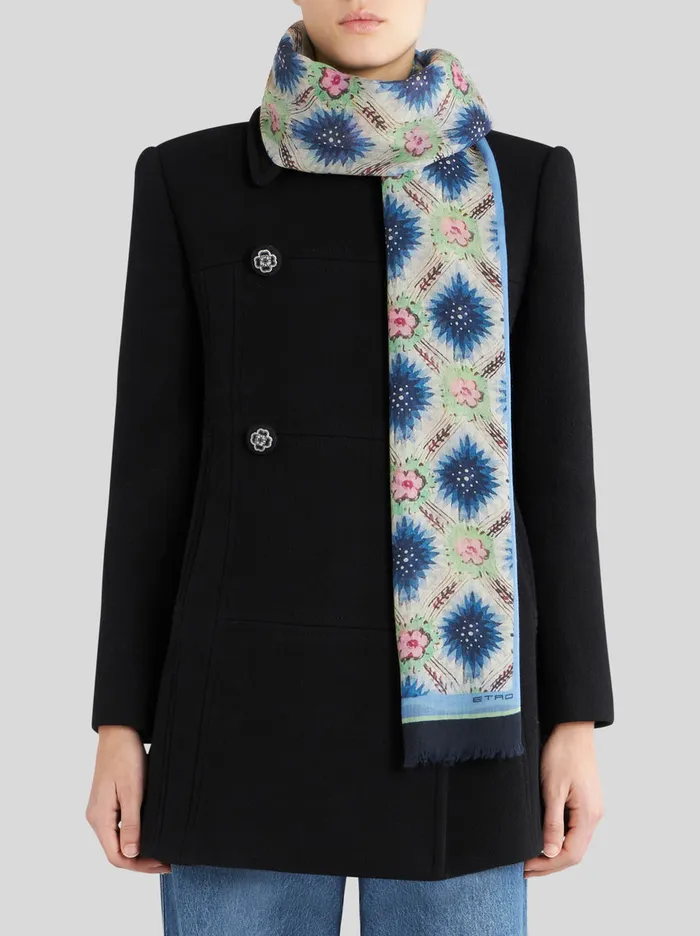 Women Printed Cashmere Scarf Etro Scarves And Silk