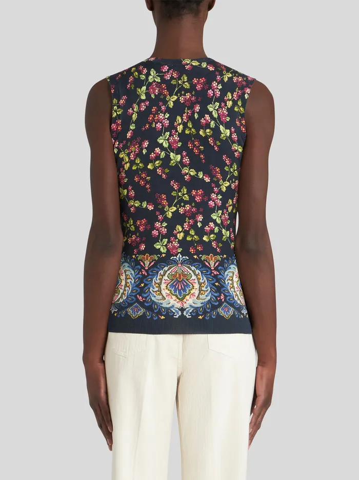 Women Printed Knitted Gilet Etro Knitwear