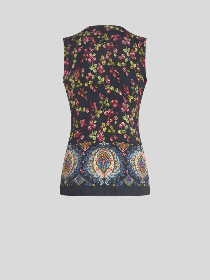 Women Printed Knitted Gilet Etro Knitwear