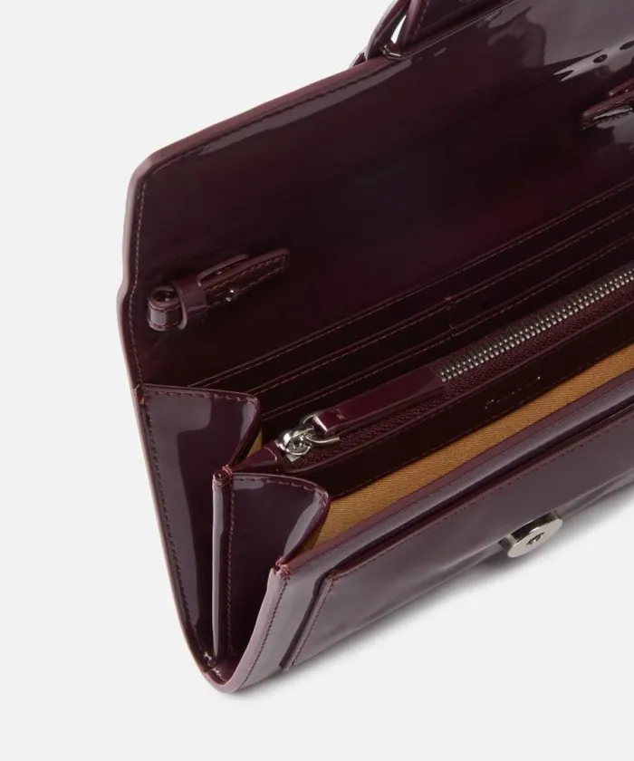 Women Purses Pinko Patent Leather Bird Buckle Wallet With Shoulder Strap Choc Bittercolourblock Women Purses Pinko Patent Leather Bird Buckle Wallet With Shoulder Strap Choc Bittercolourblock