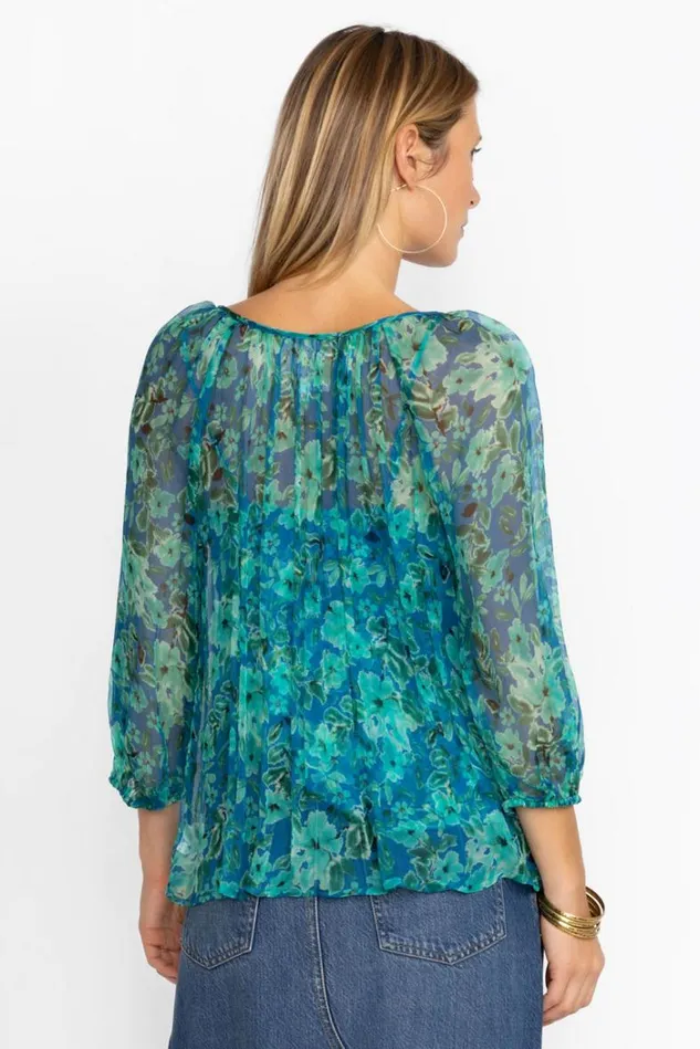 Women RAQUEL SILK PEASANT BLOUSE Raquel Johnny Was Tops Women RAQUEL SILK PEASANT BLOUSE Raquel Johnny Was Tops