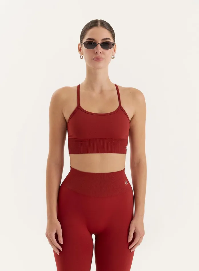 Women Red Racer Back Seamless Sports Bra Jenna 4th and Reckless Athleisure