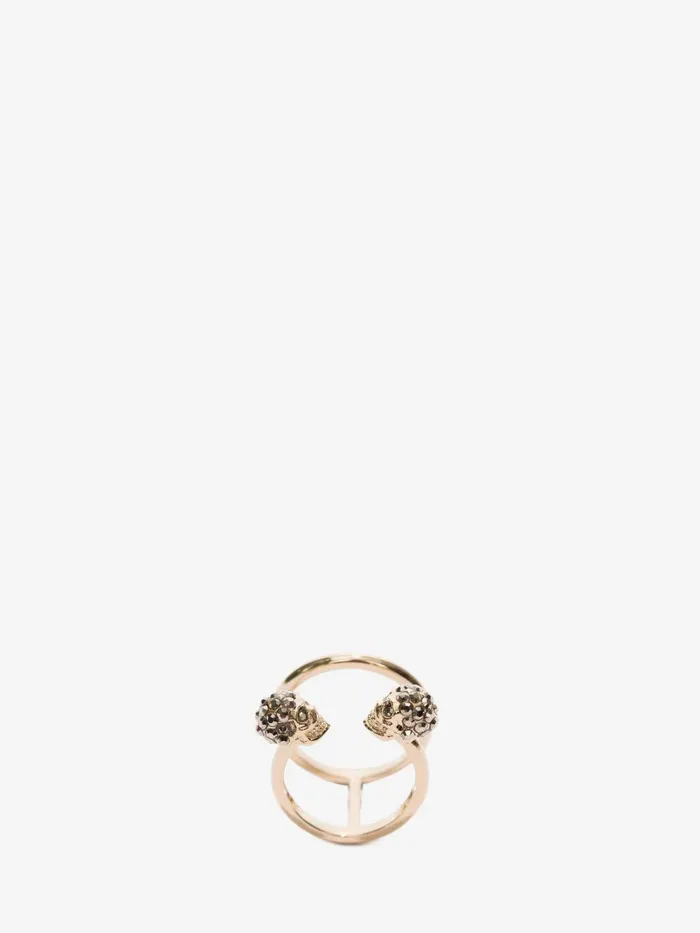 Women Rings Alexander McQueen Twin Skull Double Ring Light Gold