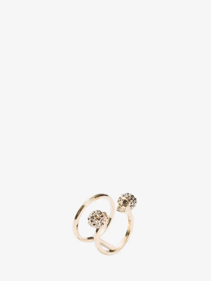 Women Rings Alexander McQueen Twin Skull Double Ring Light Gold