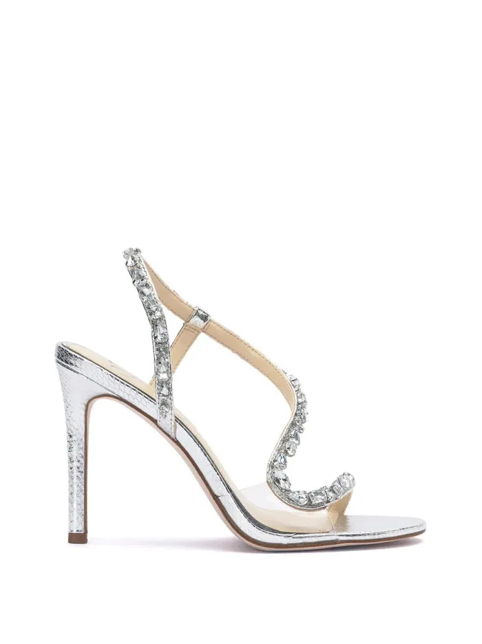 Women Sandals Jessica Simpson Jaycin High Heel In Silver Snake