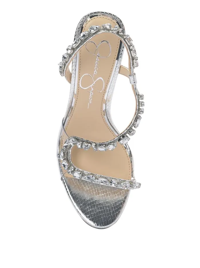 Women Sandals Jessica Simpson Jaycin High Heel In Silver Snake