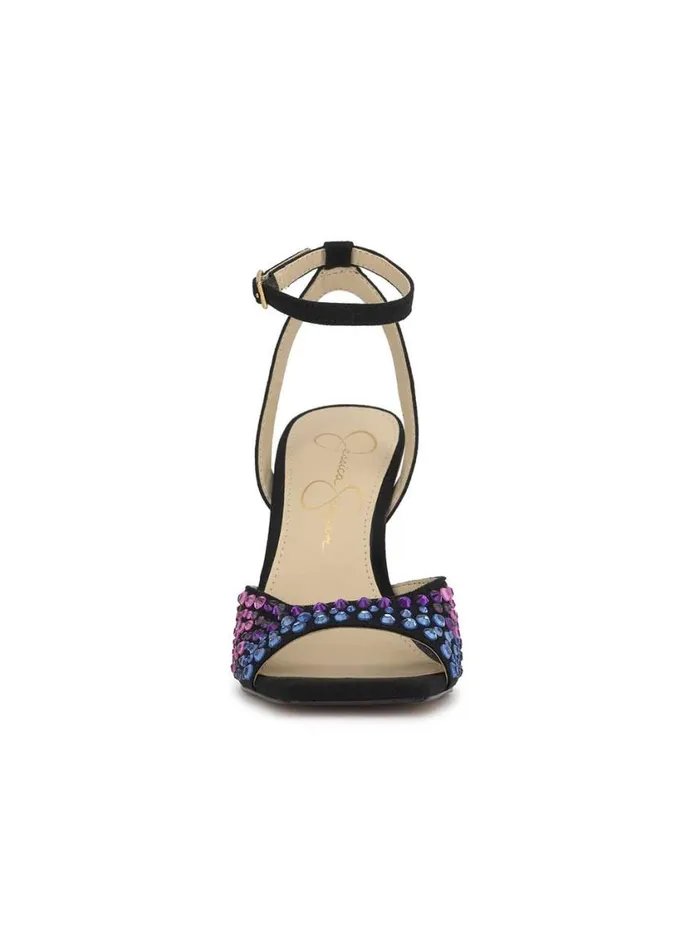 Women Sandals Jessica Simpson Lendall High Heel In Black Jeweled