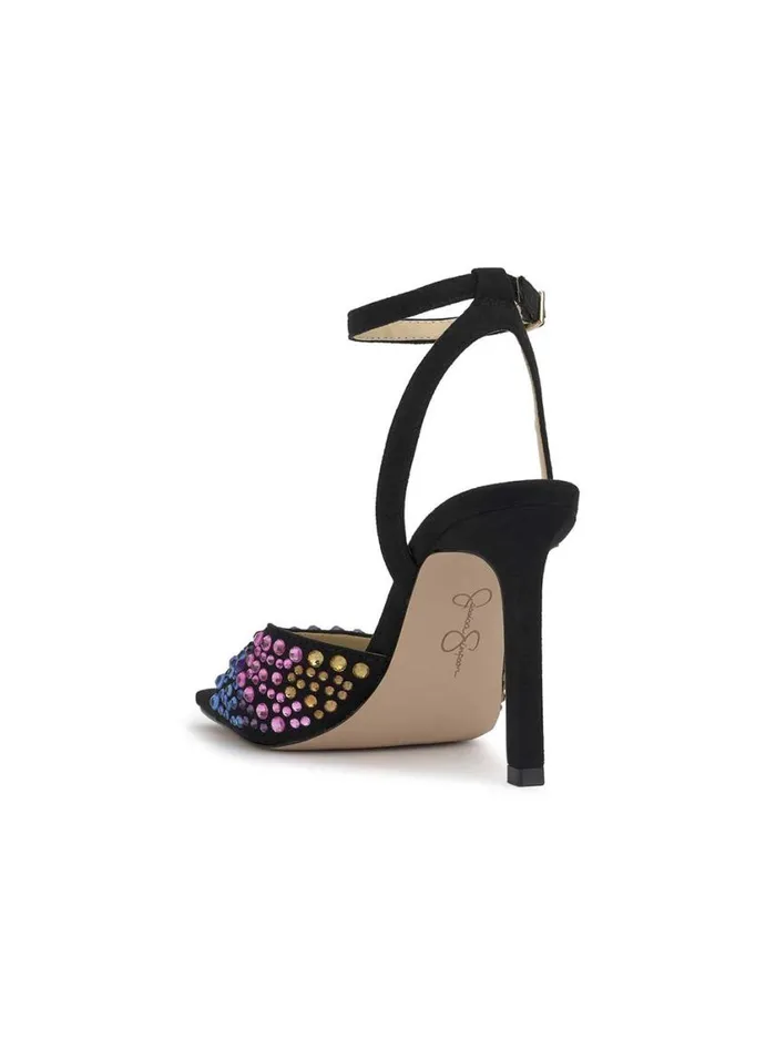 Women Sandals Jessica Simpson Lendall High Heel In Black Jeweled
