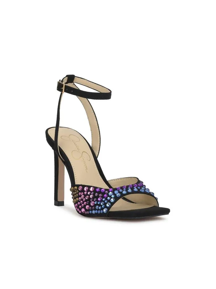 Women Sandals Jessica Simpson Lendall High Heel In Black Jeweled