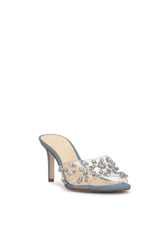 Women Sandals Jessica Simpson Primana Lucite Mule In Denim