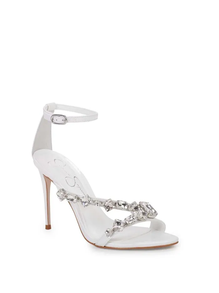 Women Sandals Jessica Simpson Raela Embellished High Heel Sandal In White