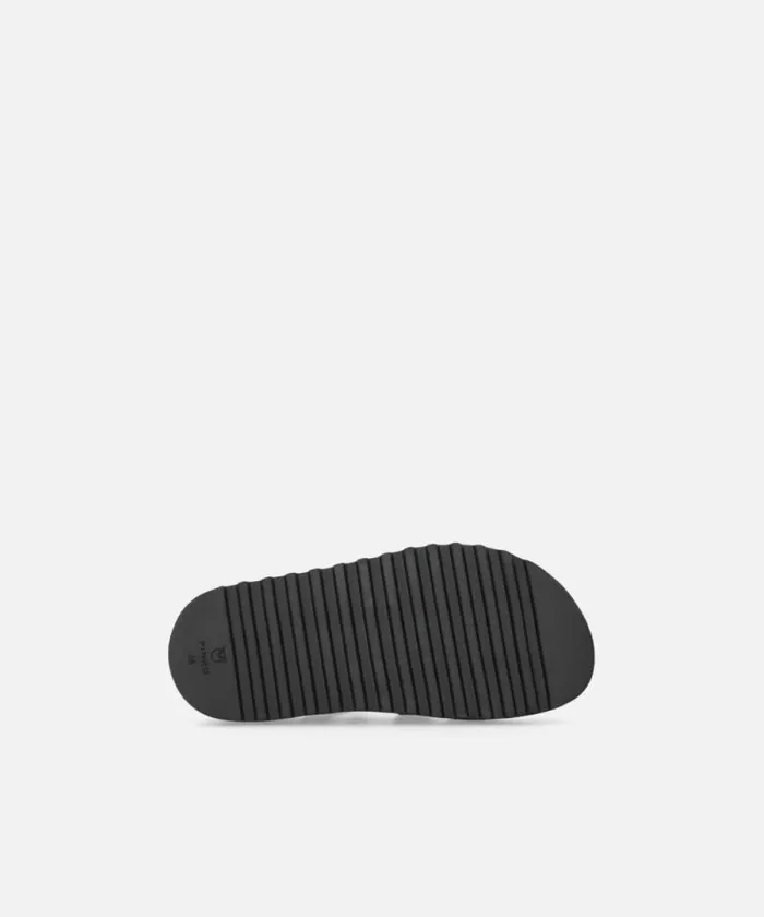 Women Sandals Pinko Leather Slippers With Wedge And Straps Limo Black Women Sandals Pinko Leather Slippers With Wedge And Straps Limo Black