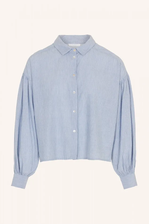 Women Sarah Short Pin Stripe Blouse Indi Grey Bybar Blouses Women Sarah Short Pin Stripe Blouse Indi Grey Bybar Blouses