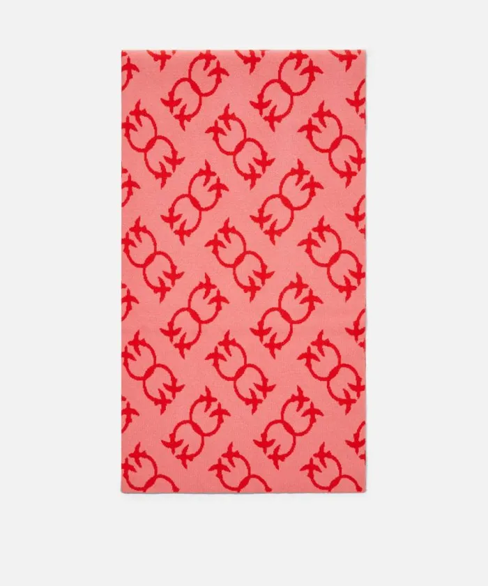 Women Scarves Pinko Cashmereblend Scarf With Monogram Motif Pinkred