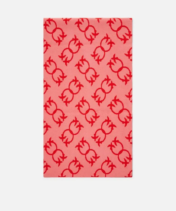 Women Scarves Pinko Cashmereblend Scarf With Monogram Motif Pinkred Women Scarves Pinko Cashmereblend Scarf With Monogram Motif Pinkred