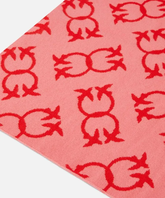 Women Scarves Pinko Cashmereblend Scarf With Monogram Motif Pinkred Women Scarves Pinko Cashmereblend Scarf With Monogram Motif Pinkred