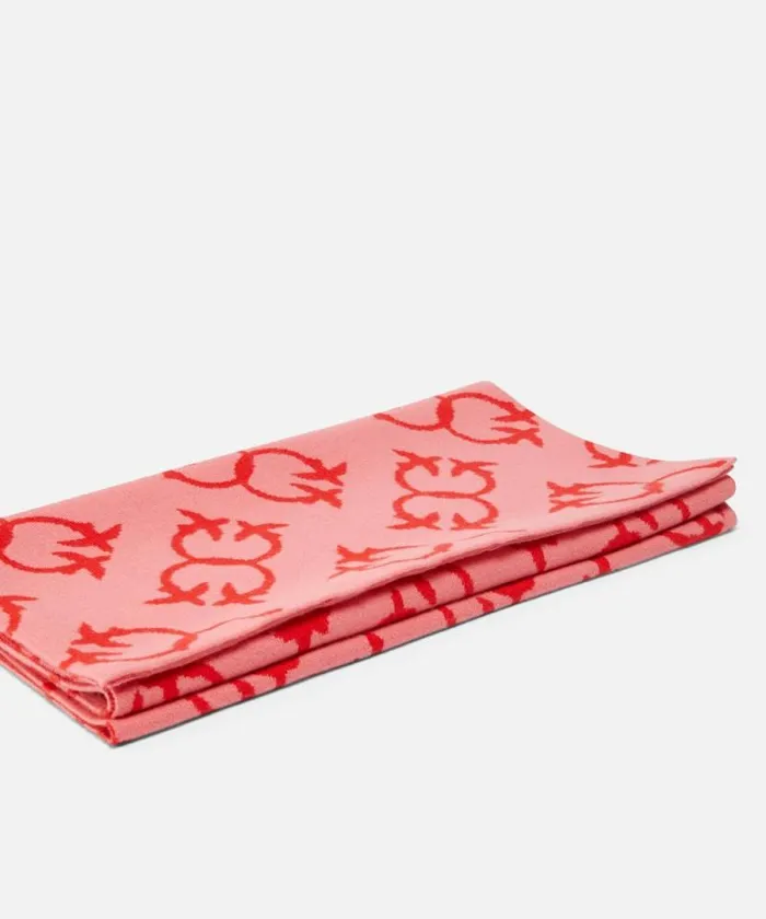 Women Scarves Pinko Cashmereblend Scarf With Monogram Motif Pinkred Women Scarves Pinko Cashmereblend Scarf With Monogram Motif Pinkred
