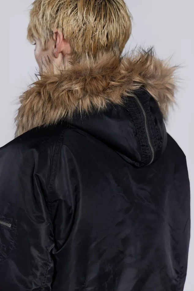 Women Schott Black MA1 Hooded Bomber Jacket Jaded London Outerwear