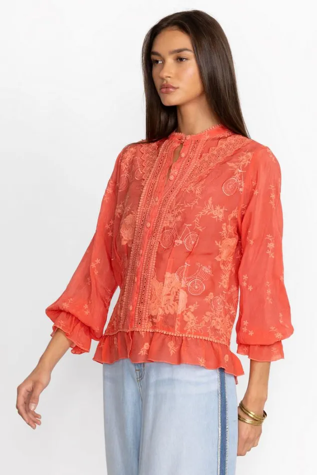 Women SERENE RYDER BLOUSE Passion Fruit Johnny Was Tops Women SERENE RYDER BLOUSE Passion Fruit Johnny Was Tops