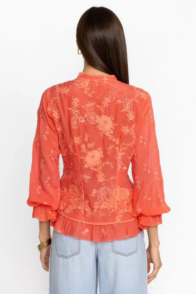 Women SERENE RYDER BLOUSE Passion Fruit Johnny Was Tops Women SERENE RYDER BLOUSE Passion Fruit Johnny Was Tops