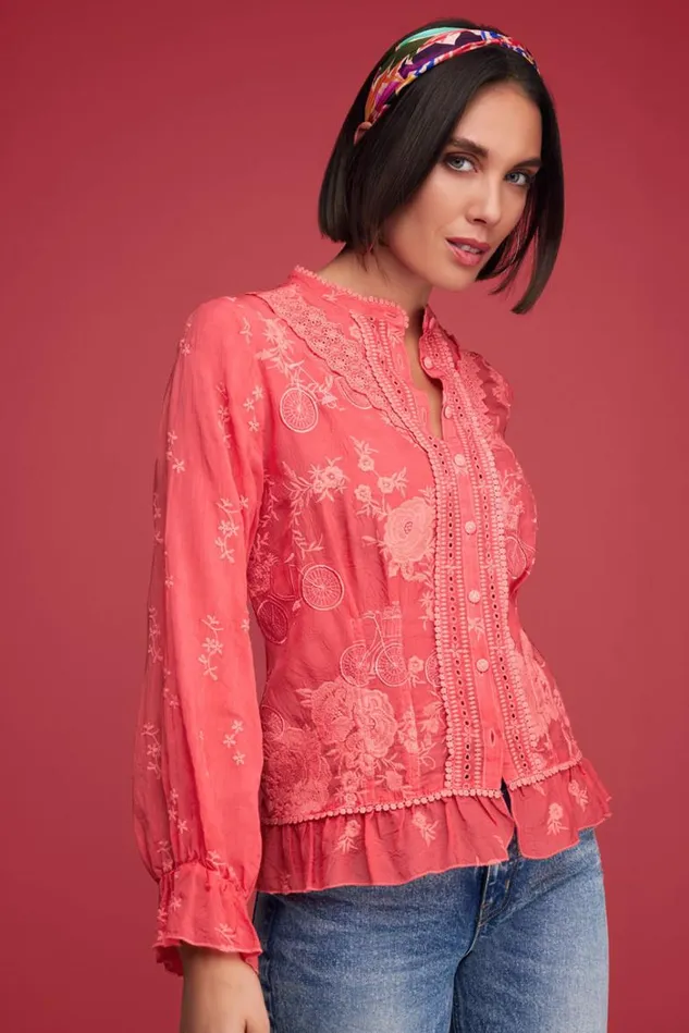Women SERENE RYDER BLOUSE Passion Fruit Johnny Was Tops Women SERENE RYDER BLOUSE Passion Fruit Johnny Was Tops