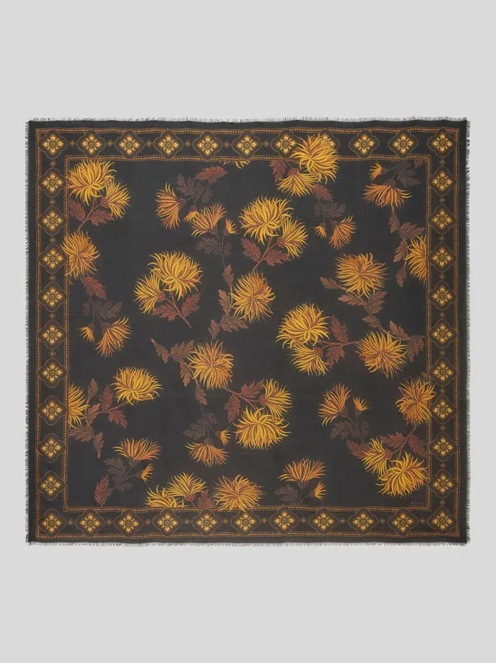 Women Shawl With Dahlias Etro Scarves And Silk