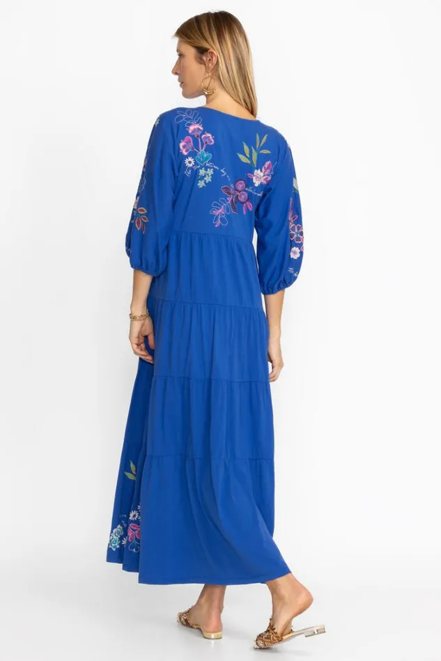 Women SHILO DOLMAN TIERED KNIT DRESS Blue Gem Johnny Was Dresses Women SHILO DOLMAN TIERED KNIT DRESS Blue Gem Johnny Was Dresses