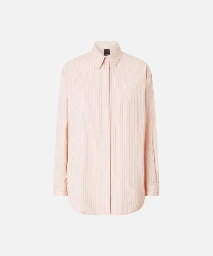 Women Shirts And Blouses Pinko Oversized Striped Poplin Shirt Pinkbrown Women Shirts And Blouses Pinko Oversized Striped Poplin Shirt Pinkbrown