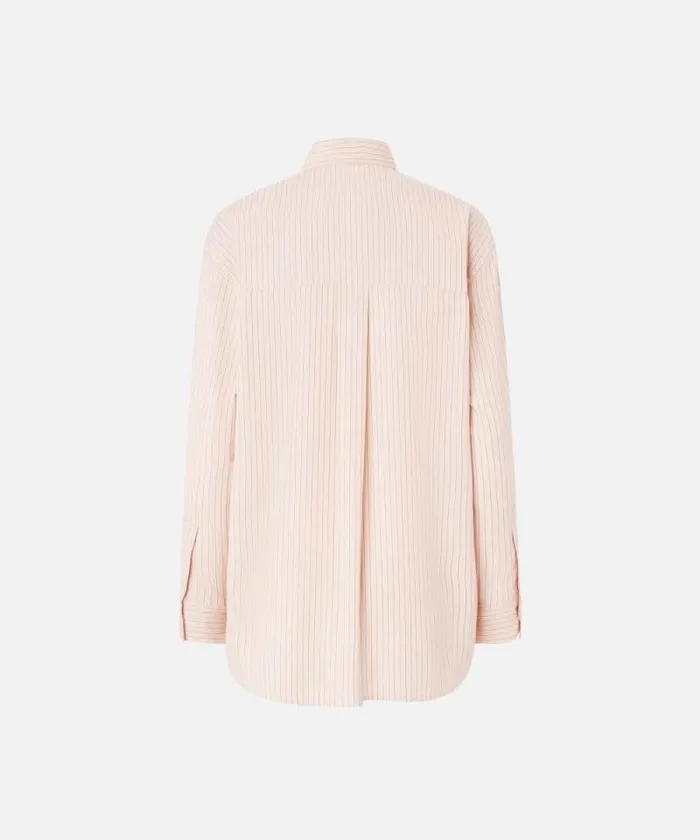 Women Shirts And Blouses Pinko Oversized Striped Poplin Shirt Pinkbrown Women Shirts And Blouses Pinko Oversized Striped Poplin Shirt Pinkbrown