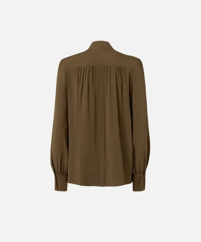 Women Shirts And Blouses Pinko Silkblend Shirt With Bow Greenundergrowth Women Shirts And Blouses Pinko Silkblend Shirt With Bow Greenundergrowth